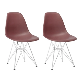 Kit com 2 Cadeiras de jantar Charles Eames Eiffel DKR em Polipropileno - Marrom