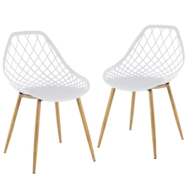 Kit com 2 Cadeiras de jantar Clarice Cloe com design contemporâneo - Branco