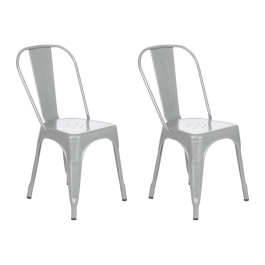 Kit com 2 Cadeiras de jantar Iron Tolix com design industrial - Prata