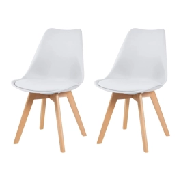 Kit com 2 Cadeiras de jantar Leda com assento estofado e design moderno - Branco