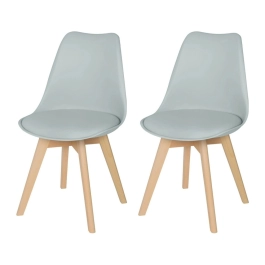 Kit com 2 Cadeiras de jantar Leda com assento estofado e design moderno - Cinza claro Kit com 2 Cadeiras de jantar Leda com assento estofado e design moderno - Cinza claro