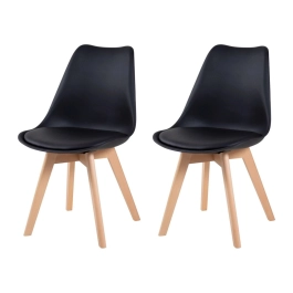 Kit com 2 Cadeiras de jantar Leda com assento estofado e design moderno - Preto