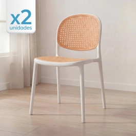 Kit com 2 Cadeiras de jantar Mumbai de telinha com design contemporâneo e assento anatômico – Branco