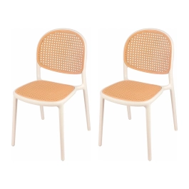 Kit com 2 Cadeiras de jantar Mumbai de telinha com design contemporâneo e assento anatômico – Branco