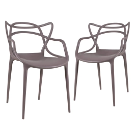 Kit com 2 Cadeiras Design Allegra Polipropileno Injetado Alta Densidade Empilhável Sala Cozinha Jantar Bar Jardim Varanda Fendi