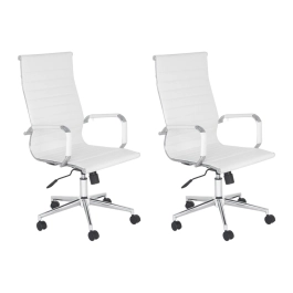 Kit com 2 Cadeiras Esteirinha Diretor com rodízios para escritório - Branco