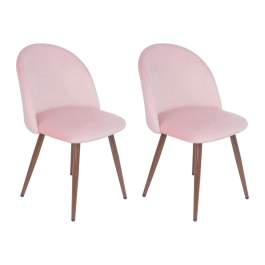 Kit com 2 Cadeiras estofadas de jantar Maite Sedona em veludo - Rosa Claro Kit com 2 Cadeiras estofadas de jantar Maite Sedona em veludo - Rosa Claro