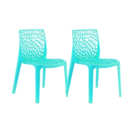 Kit com 2 Cadeiras Gruvyer com Design Contemporâneo Encosto e Assento Anatômico - Azul tiffany