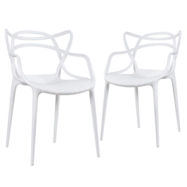 Kit com 2 Cadeiras Master Allegra Design Moderno em Polipropileno para Cozinha e Sala de Jantar - Branco