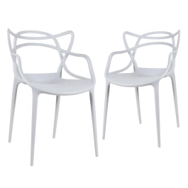 Kit com 2 Cadeiras Master Allegra Design Moderno em Polipropileno para Cozinha e Sala de Jantar - Cinza claro