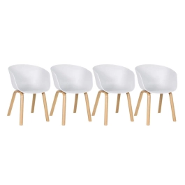 Kit com 4 Cadeiras de jantar Cassia com design moderno e assento confortável – Branco