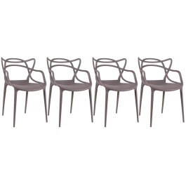 Kit com 4 Cadeiras Design Allegra Polipropileno Injetado Alta Densidade Empilhável Sala Cozinha Jantar Bar Jardim Varanda Fendi