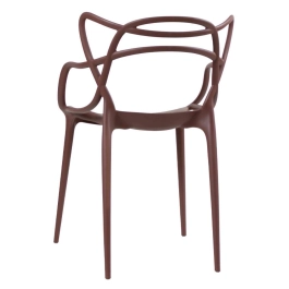 Kit com 4 Cadeiras Design Allegra Polipropileno Injetado Alta Densidade Empilhável Sala Cozinha Jantar Bar Jardim Varanda Marrom