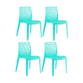 Kit com 4 Cadeiras Gruvyer com Design Contemporâneo Encosto e Assento Anatômico - Azul tiffany