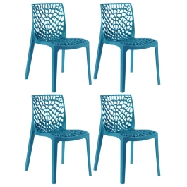 Kit com 4 Cadeiras Gruvyer, Polipropileno com Encosto Versátil para Sala de Jantar Cozinha Bar Jardim Varanda Cafeteria Shopping Salão de Festas, Turquesa