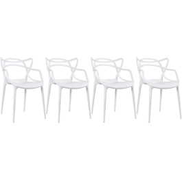 Kit com 4 Cadeiras Master Allegra Design Moderno em Polipropileno para Cozinha e Sala de Jantar - Branco