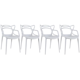 Kit com 4 Cadeiras Master Allegra Design Moderno em Polipropileno para Cozinha e Sala de Jantar - Cinza claro