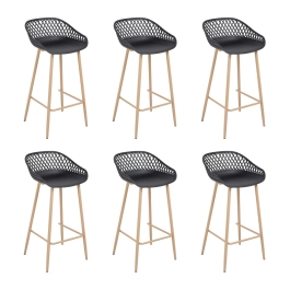 Kit com 6 Banquetas altas para bancada Clarice Cloe com base de metal - Preto Kit com 6 Banquetas altas para bancada Clarice Cloe com base de metal - Preto