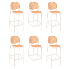 Kit com 6 Banquetas altas para bancada Mumbai com assento anatômico 78 cm – Branco Kit com 6 Banquetas altas para bancada Mumbai com assento anatômico 78 cm – Branco
