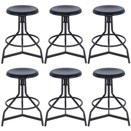 Kit com 6 Banquetas altas para cozinha industrial York com banco giratório - Preto