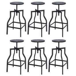 Kit com 6 Banquetas giratórias industriais Turner - Preto