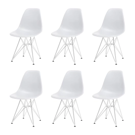 Kit com 6 Cadeiras de jantar Charles Eames Eiffel DKR em Polipropileno - Cinza claro Kit com 6 Cadeiras de jantar Charles Eames Eiffel DKR em Polipropileno - Cinza claro