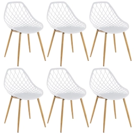 Kit com 6 Cadeiras de jantar Clarice Cloe com design contemporâneo - Branco