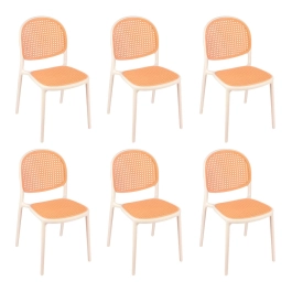 Kit com 6 Cadeiras de jantar Mumbai de telinha com design contemporâneo e assento anatômico – Branco Kit com 6 Cadeiras de jantar Mumbai de telinha com design contemporâneo e assento anatômico – Branco