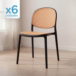 Kit com 6 Cadeiras de jantar Mumbai de telinha com design contemporâneo e assento anatômico – Preta