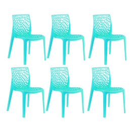 Kit com 6 Cadeiras Gruvyer com Design Contemporâneo Encosto e Assento Anatômico - Azul tiffany