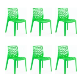 Kit com 6 Cadeiras Gruvyer com Design Contemporâneo Encosto e Assento Anatômico - Verde Claro