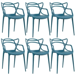 Kit com 6 Cadeiras Master Allegra Design Moderno em Polipropileno para Cozinha e Sala de Jantar - Turquesa