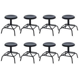 Kit com 8 Bancos baixos industriais giratórios Bolt - Preto