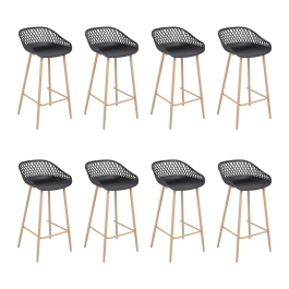 Kit com 8 Banquetas altas para bancada Clarice Cloe com base de metal - Preto