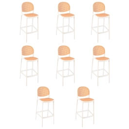 Kit com 8 Banquetas altas para bancada Mumbai com assento anatômico 78 cm – Branco Kit com 8 Banquetas altas para bancada Mumbai com assento anatômico 78 cm – Branco