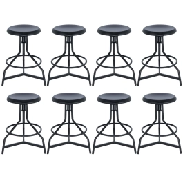 Kit com 8 Banquetas altas para cozinha industrial York com banco giratório - Preto