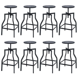 Kit com 8 Banquetas giratórias industriais Turner - Preto