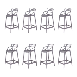 Kit com 8 Banquetas Médias Master Allegra em Polipropileno para Bancada 66 cm - Fendi Kit com 8 Banquetas Médias Master Allegra em Polipropileno para Bancada 66 cm - Fendi
