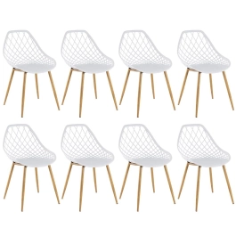 Kit com 8 Cadeiras de jantar Clarice Cloe com design contemporâneo - Branco