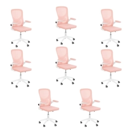 Kit com 8 Cadeiras escritório rodizio office Bytes - Rosa claro Kit com 8 Cadeiras escritório rodizio office Bytes - Rosa claro