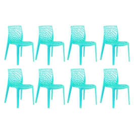 Kit com 8 Cadeiras Gruvyer com Design Contemporâneo Encosto e Assento Anatômico - Azul tiffany