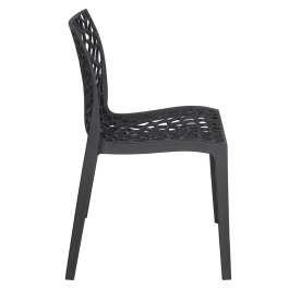 Kit com 8 Cadeiras Gruvyer, Polipropileno com Encosto Versátil para Sala de Jantar Cozinha Bar Jardim Varanda Cafeteria Shopping Salão de Festas, Fosco Preto