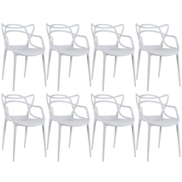 Kit com 8 Cadeiras Master Allegra Design Moderno em Polipropileno para Cozinha e Sala de Jantar - Cinza claro