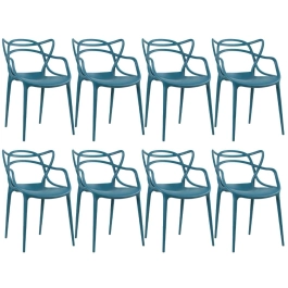 Kit com 8 Cadeiras Master Allegra Design Moderno em Polipropileno para Cozinha e Sala de Jantar - Turquesa