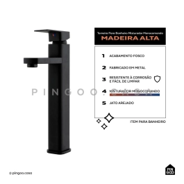 Kit Cuba Crisoprásio e Torneira Alta Madeira - Branco e Preto