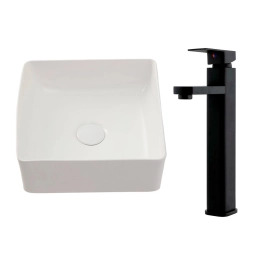 Kit Cuba Crisoprásio e Torneira Alta Madeira - Branco e Preto