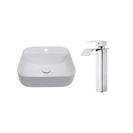 Kit Cuba de Apoio para Banheiro e Torneira Misturador Monocomando Alta Paraná Pingoo.casa - Branco e Prata