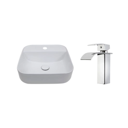 Kit Cuba de Apoio para Banheiro e Torneira Misturador Monocomando Baixa Paraná Pingoo.casa - Branco e Prata