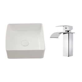 Kit Cuba de Apoio Slim Crisoprásio e Torneira Misturador Monocomando Baixa Paraná Pingoo.casa - Branco e Prata