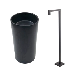 Kit Cuba de Piso para Banheiro Espinélio e Torneira de Piso Gongogi - Preto e Preto